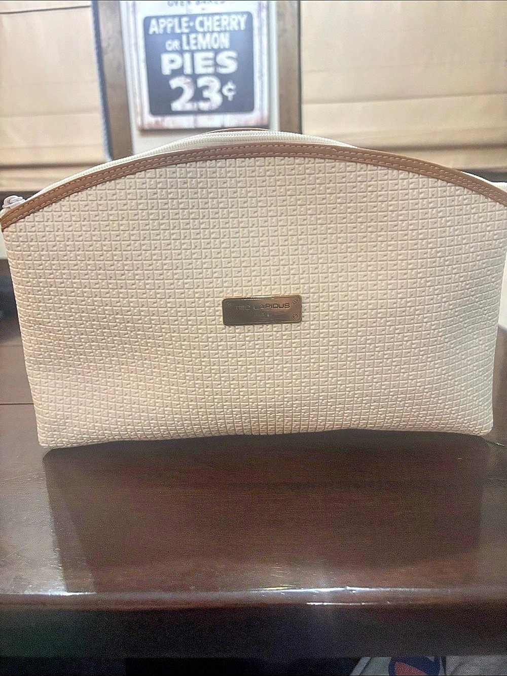 Vintage Ted Lapidus Paris Large Cosmetic Case White Monogram